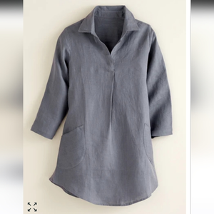 Gray linen tunic shirt for Women